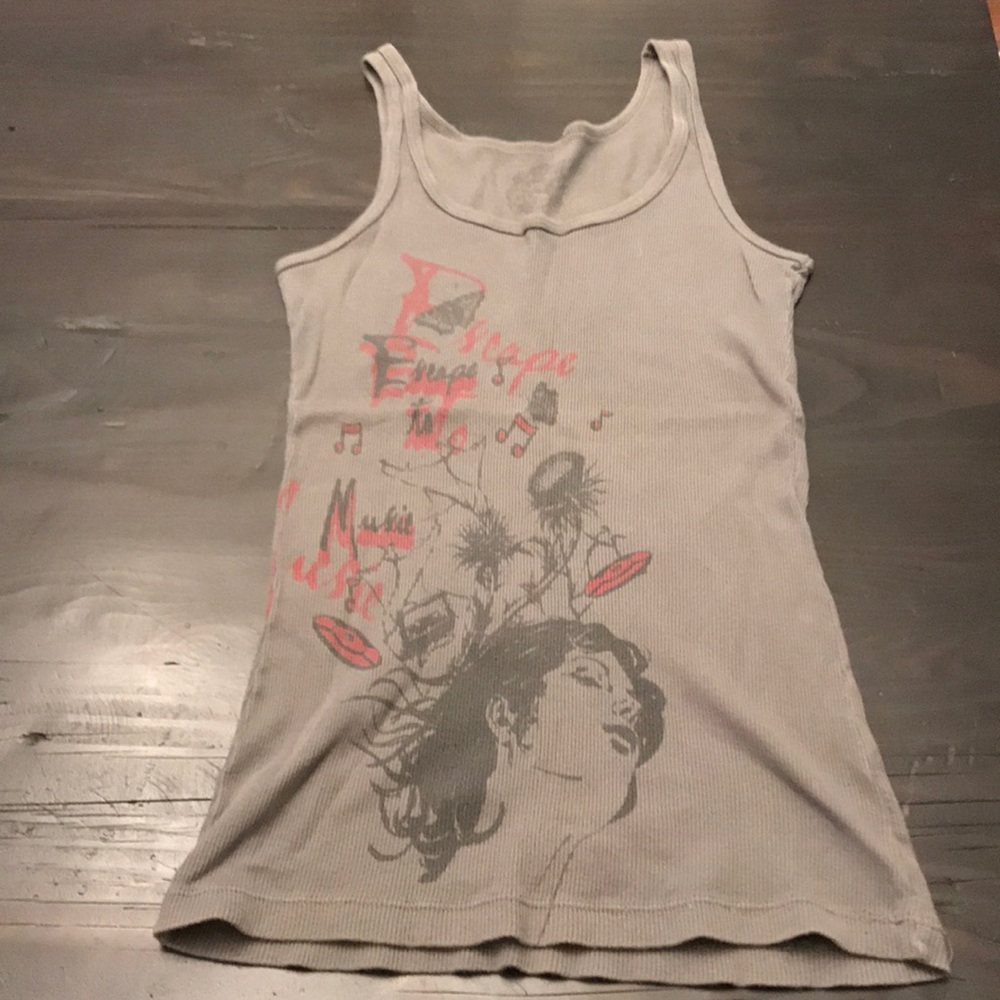 Gray Ribbed Tank Top